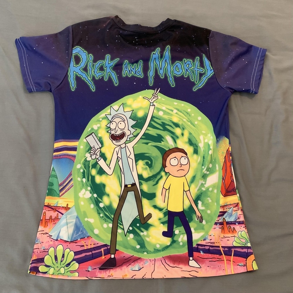 Rick And Morty Shirt Mens Medium Multicolor Aideaone Graphic Tee T-Shirt - Picture 5 of 6